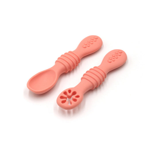 Sensory Silicone Spoon and Fork Set for Little Explorers - Perfect Baby Eating Training Ki