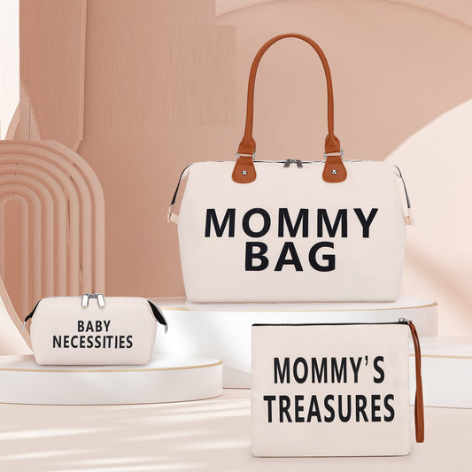 Trendy Mommy Bag Set - Waterproof, Stylish Letters, Home Storage